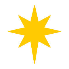Vector flat style illustration of golden Christmas Star of Bethlehem isolated on white background