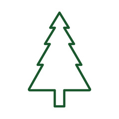 Vector flat style illustration of green Christmas tree simple line icon isolated on white background
