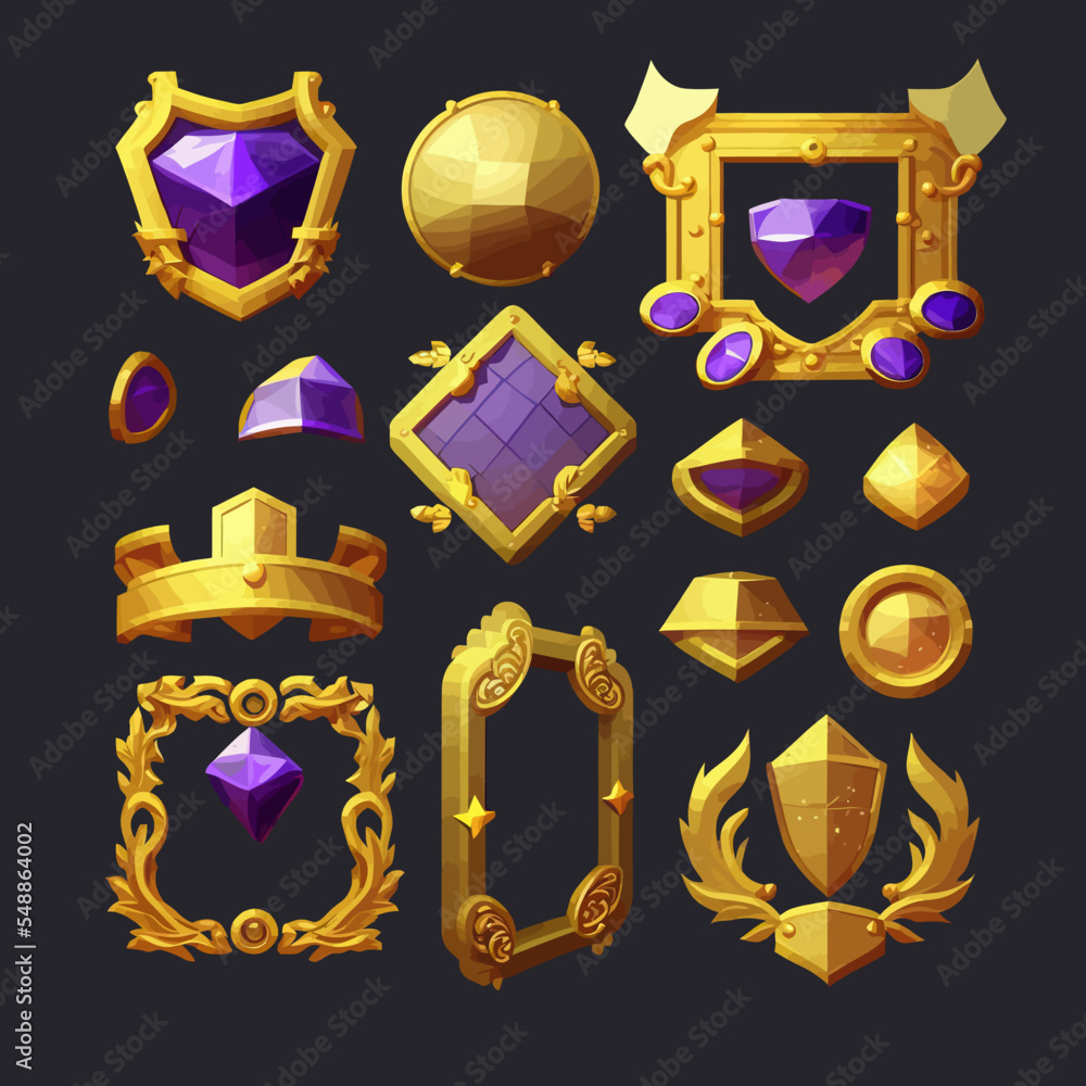 Aufkleber rank frames, ui game borders evolution frames for rpg game avatars, game ui ux modern elements. a be