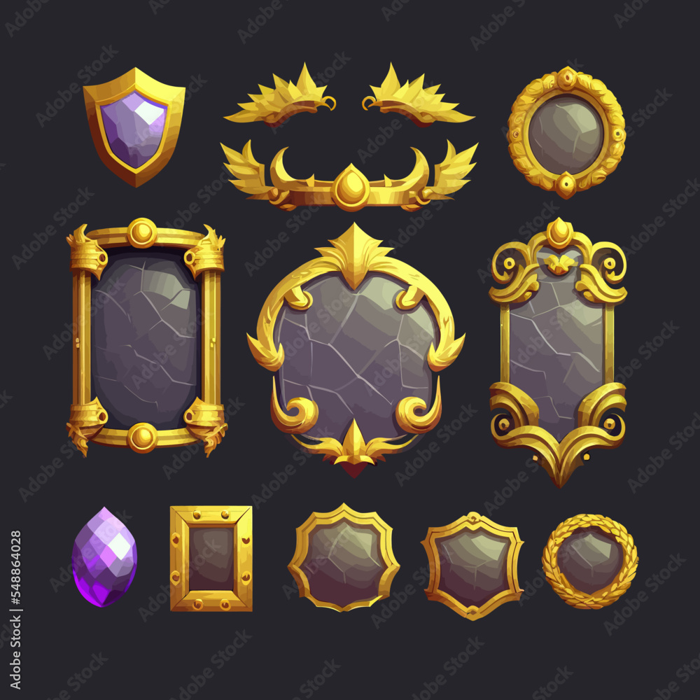 Poster rank frames, ui game borders evolution frames for rpg game avatars, game ui ux modern elements. a be