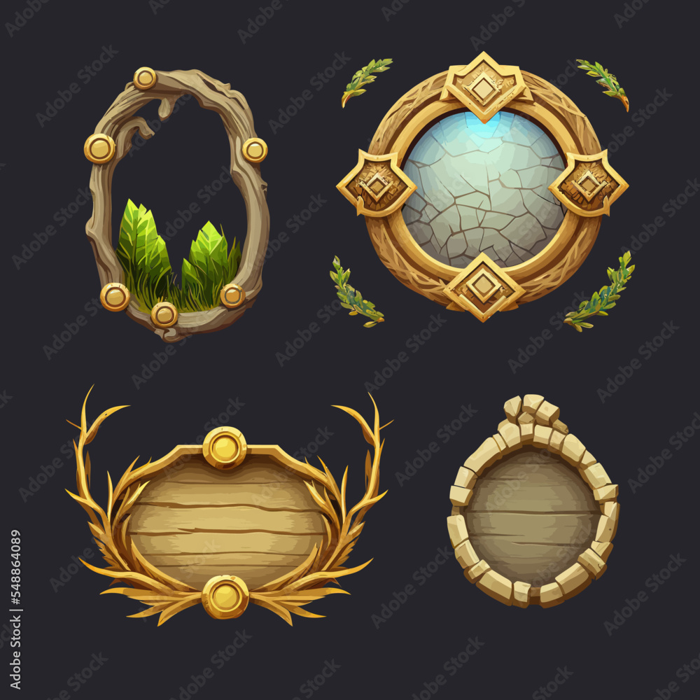 Poster rank frames, ui game borders evolution frames for rpg game avatars, game ui ux modern elements. a be