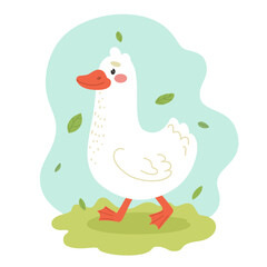 Happy goose, cartoon character. Vector illustration.