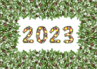 Christmas tree framework and 2023 number