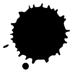 Blob or splash of paint, coffee or ink. Black round silhouette. PNG clipart isolated on transparent background
