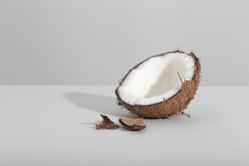 hard light white background coconut and shell