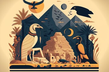 Ancient Egypt Composition With Flat Design