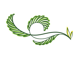 Green text divider, page separators design. Line border, laurel, organic frame with plant. Floral decorative element. Natural flourishes, curve line vector collection isolated on white