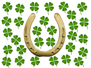 Symbolic picture, horseshoe with cloverleaf