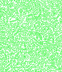Abstract doodle drawing with green lines on a white background.Seamless pattern.