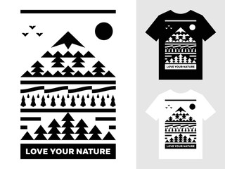 Geometric Mountain Lover T-shirt Design Vector Illustration