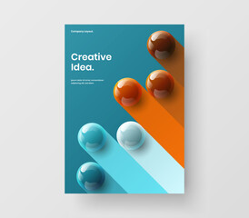 Premium cover design vector template. Bright realistic balls brochure illustration.