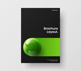 Fototapeta premium Fresh leaflet design vector layout. Vivid 3D spheres pamphlet illustration.