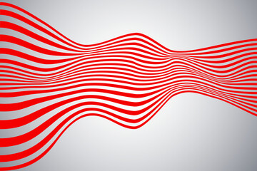 Simple wavy background. Illustration of striped pattern with optical illusion, op art. Beautifully waving USA stripes. Colorful abstract geometric background. - 548867283