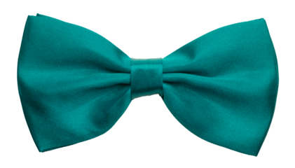 Teal blue green satin bow tie, formal dress code necktie accessory. PNG clipart isolated on transparent background