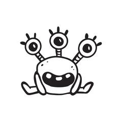 hand drawn cute cartoon monster isolated on white background  for coloring pages.Sketch, doodle,Vector illustration