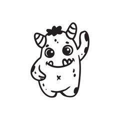cute cartoon monster isolated on white background  for coloring pages.Sketch, doodle,Vector