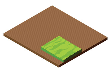 Isometric field. Part of the unharvested green crop, agricultural wheat, concept farm natural farming. Vector cartoon eco eating industry