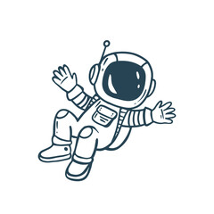 Sketch of astronaut, cosmonaut, spaceman Isolated on white background.Line,cartoon style, doodle. Vector illustration