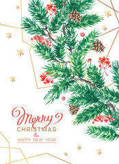 Christmas Poster - Illustration. Vector illustration of Christmas Background with branches of christmas tree