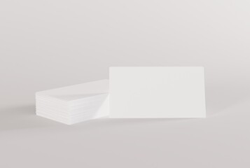 Business cards on a dark background. The concept of supplementing content on business cards. Business cards arranged in a row. 3D render, 3D illustration.
