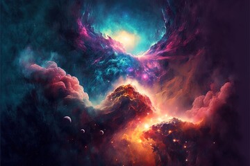Fototapeta na wymiar Colorful Abstract Nebula Space Background