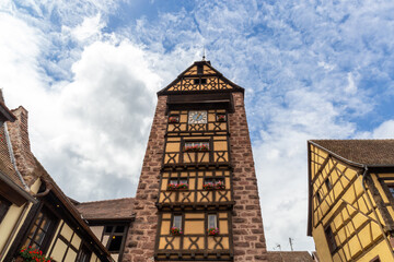 Fototapeta na wymiar Small towns in France in the Alsace area, in vineyard areas.
