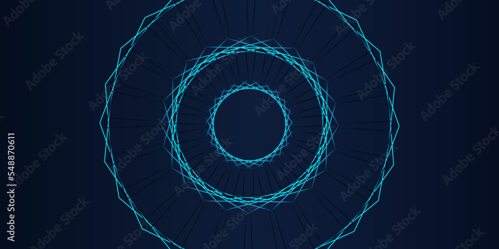 Fototapete vector abstract circle frame with wavy rounded lines pattern flowing in blue green colors isolated o
