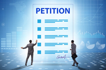 Businessman in petition application concept