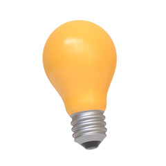 Bulb lamp isolated on white background. 3D icon, sign and symbol. Cartoon minimal style. 3D Rendering Illustration