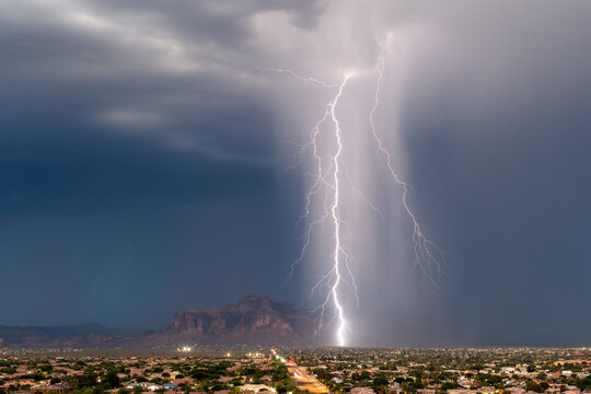Lightning storm over the Superstition Mountains