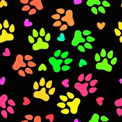 Cartoon animals seamless footprints dog cat pattern for wrapping paper and fabrics and linens and kids clothes