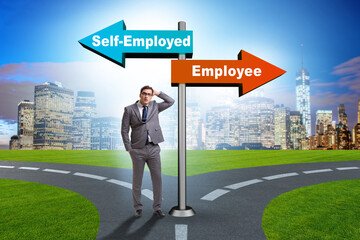 Concept of choosing self-employed versus employment