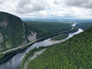 drone aerial view of the Delaware river