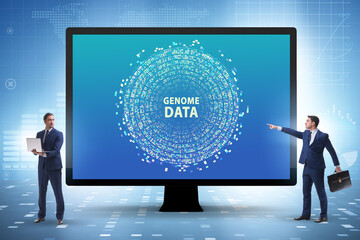 Businessman in genome data concept