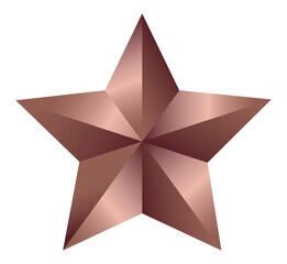 Vector сopper 3d stars. Copper realistic stars. Quality shape design.