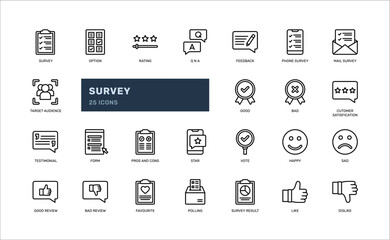 survey costumer rating option opinion statistic report result detailed outline icon. simple vector illustration