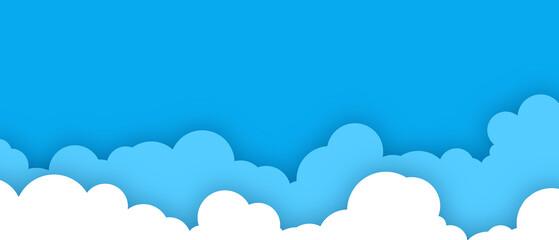 cloud sky papercut on blue background origami art paper style abstract illustration