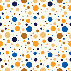 Festive pattern with gold, blue and beige circles.