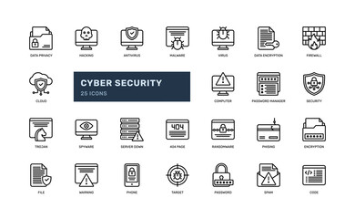 cyber internet network digital security data electronic information detailed outline icon. simple vector illustration