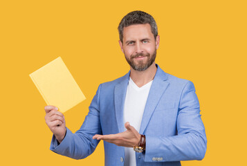 studio shot of businessman holding planner. photo of businessman hold planner. businessman © be free