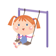 Cute little girl playing swing