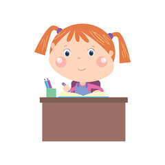 Little girl studying subject matter