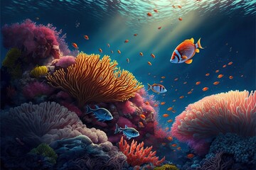 Beautiful Coral Reefs And Fish In The Sea