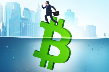 Concept of bitcoin losing its value