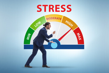 Concept of stress meter with businessman