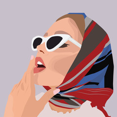 fashion illustratioon portrait of woman in sunglasses