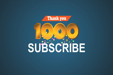 1000 SUBSCRIBE Thank you vector banner design
