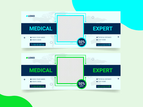 Medical health care web banner social media cover design template