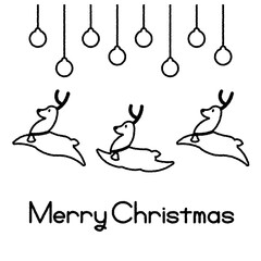 黒線の落書き風トナカイのイラスト テキスト付き