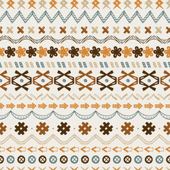 Boho pattern. Ethnic Seamless Pattern. Hand Drawn Tribal Geometric Ornamental Background. Abstract Traditional Decorative Ornament. Earth tone colors.